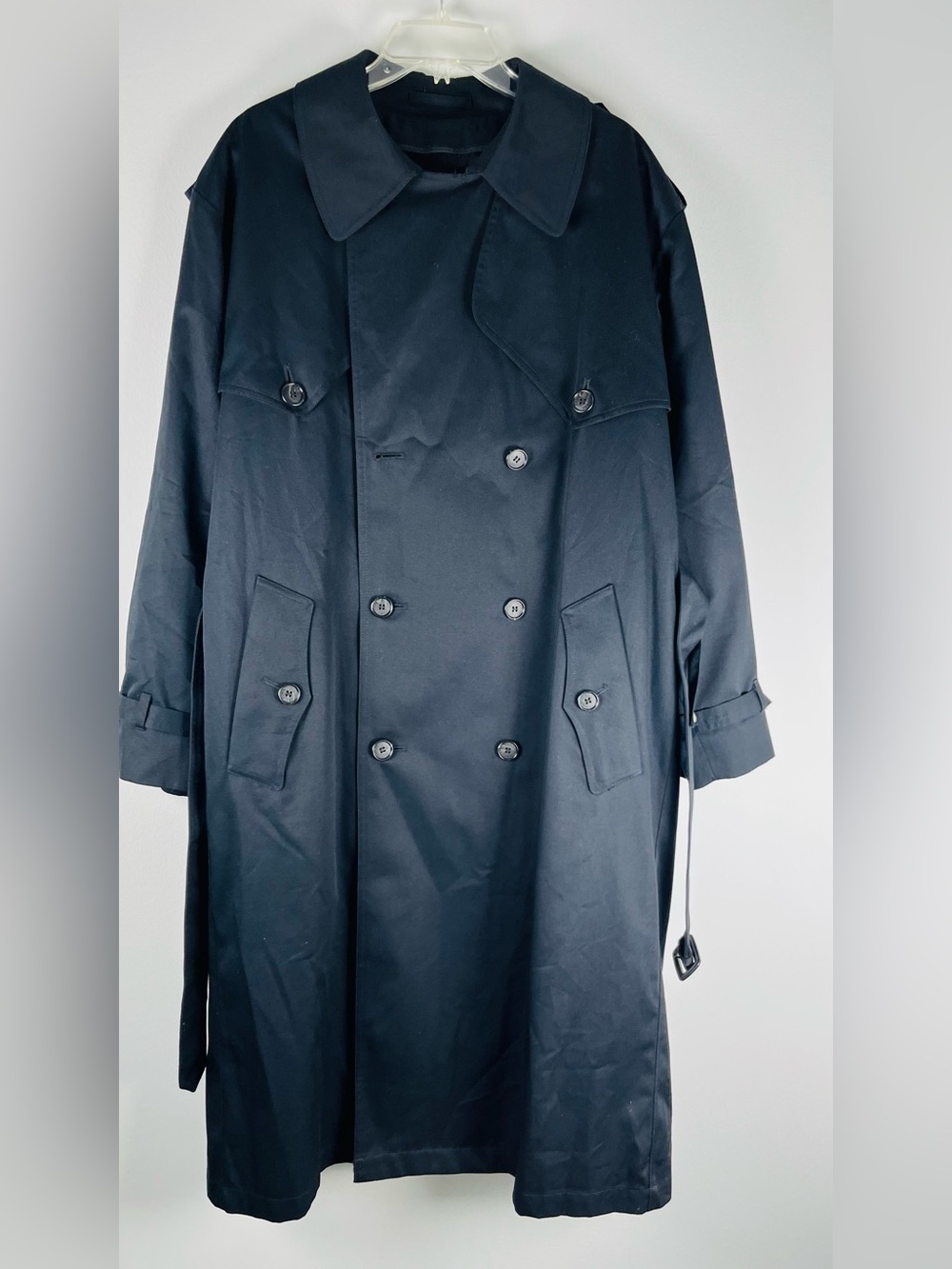 Classic Double-Breasted Black Trench Coat - Men's